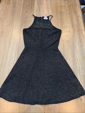 love...ady Black Glitter Halter Skater Dress